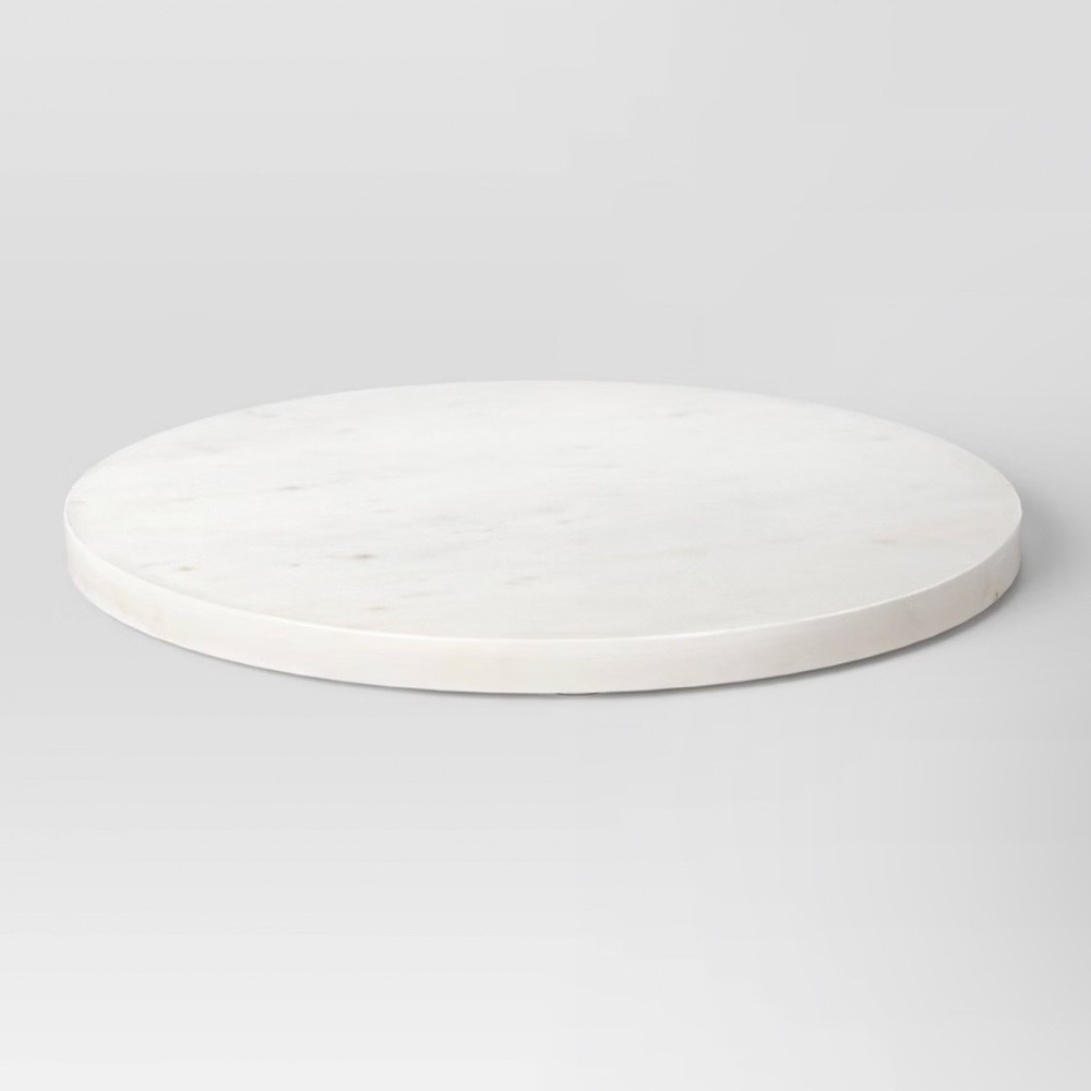12” White Marble Serving Tray Cheese Charcuterie Serve Board - Threshold